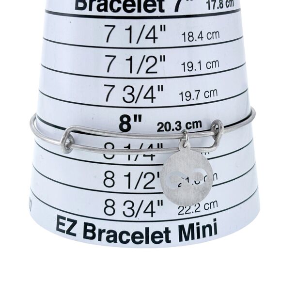 Vintage Sterling Silver 925 Infinity Symbol Charm Bangle Bracelet 8" Adjustable - Picture 4 of 6